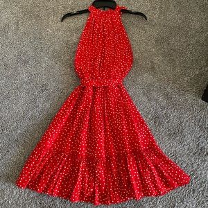 Red with polka dots dress